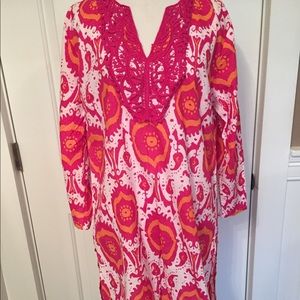 BB BOO GEMES TOP TUNIC WHITE PINK MULTI COLOR PRINT Size S